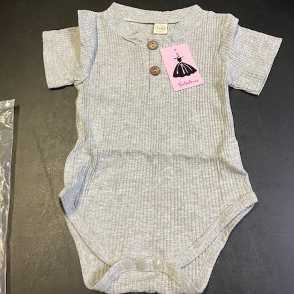 Shishifang Baby's Gray Two Piece Outfit: Onesie, Shorts EU 100 US 4T NWT - Picture 2 of 10
